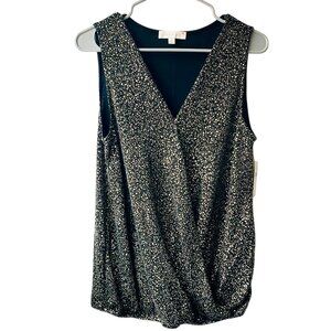 ANTHROPOLOGIE Eri + Ali Evita Surplice Shimmer Tank Top NWT in Small